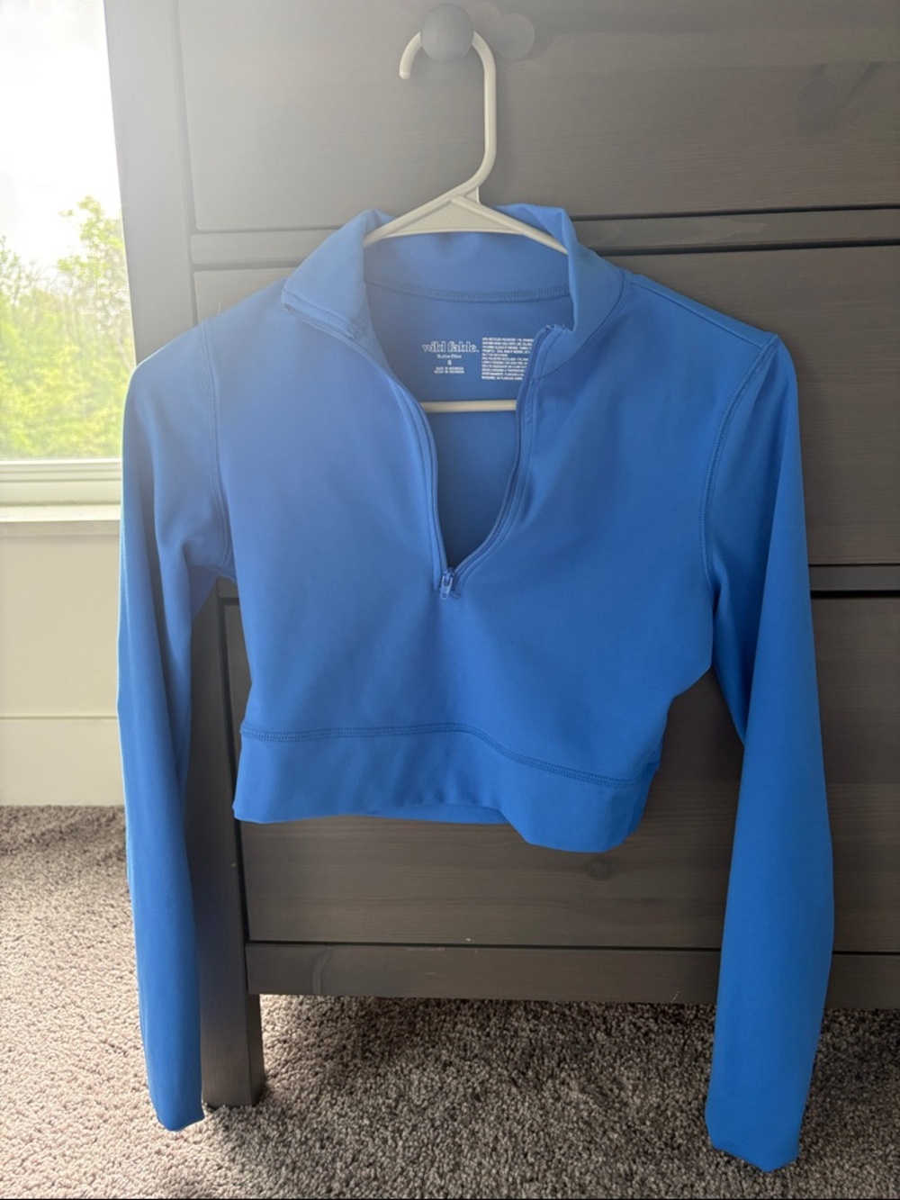 wild fable Bright Blue Quarter-Zip Crop Top